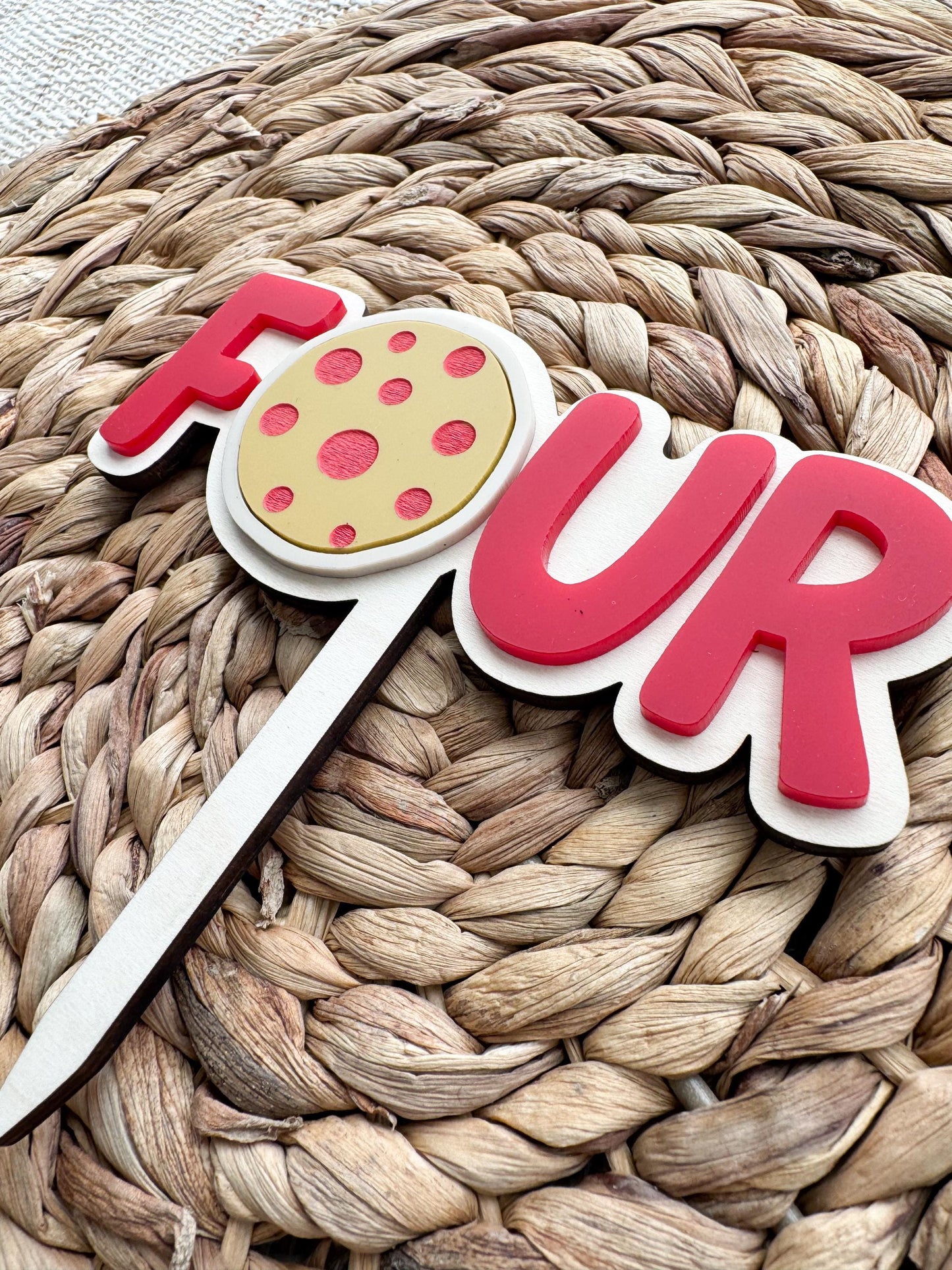 Fourth Birthday Cake Topper, Pizza Party Decor, Personalized Kids Bday Decoration, Custom Name Option