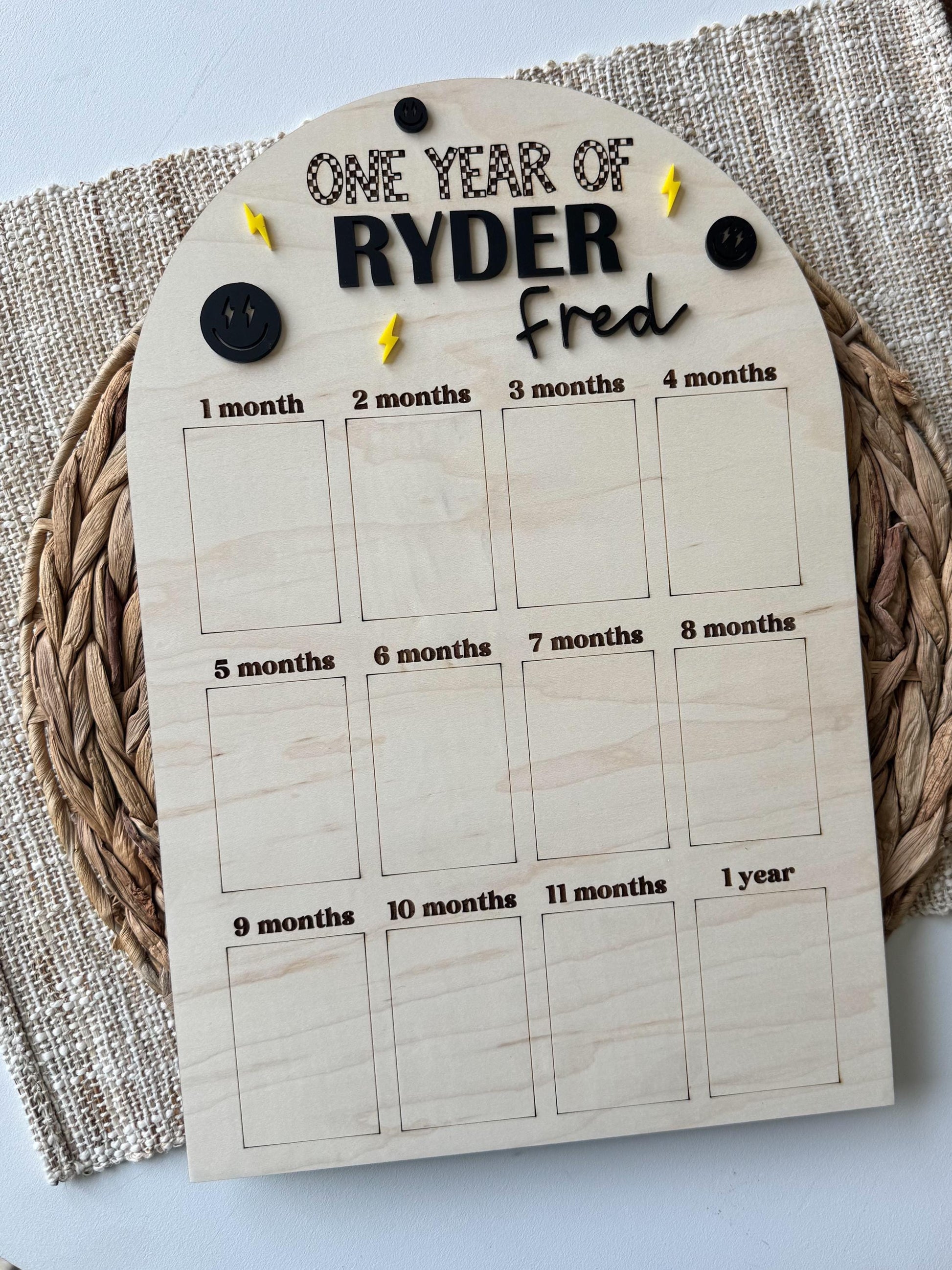 One Year of Photos Milestone Board – Custom First Birthday Photo Display