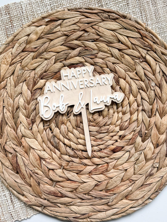 Anniversary Cake Topper, Personalized Couple Names, Wedding Party Decoration, Custom Colors