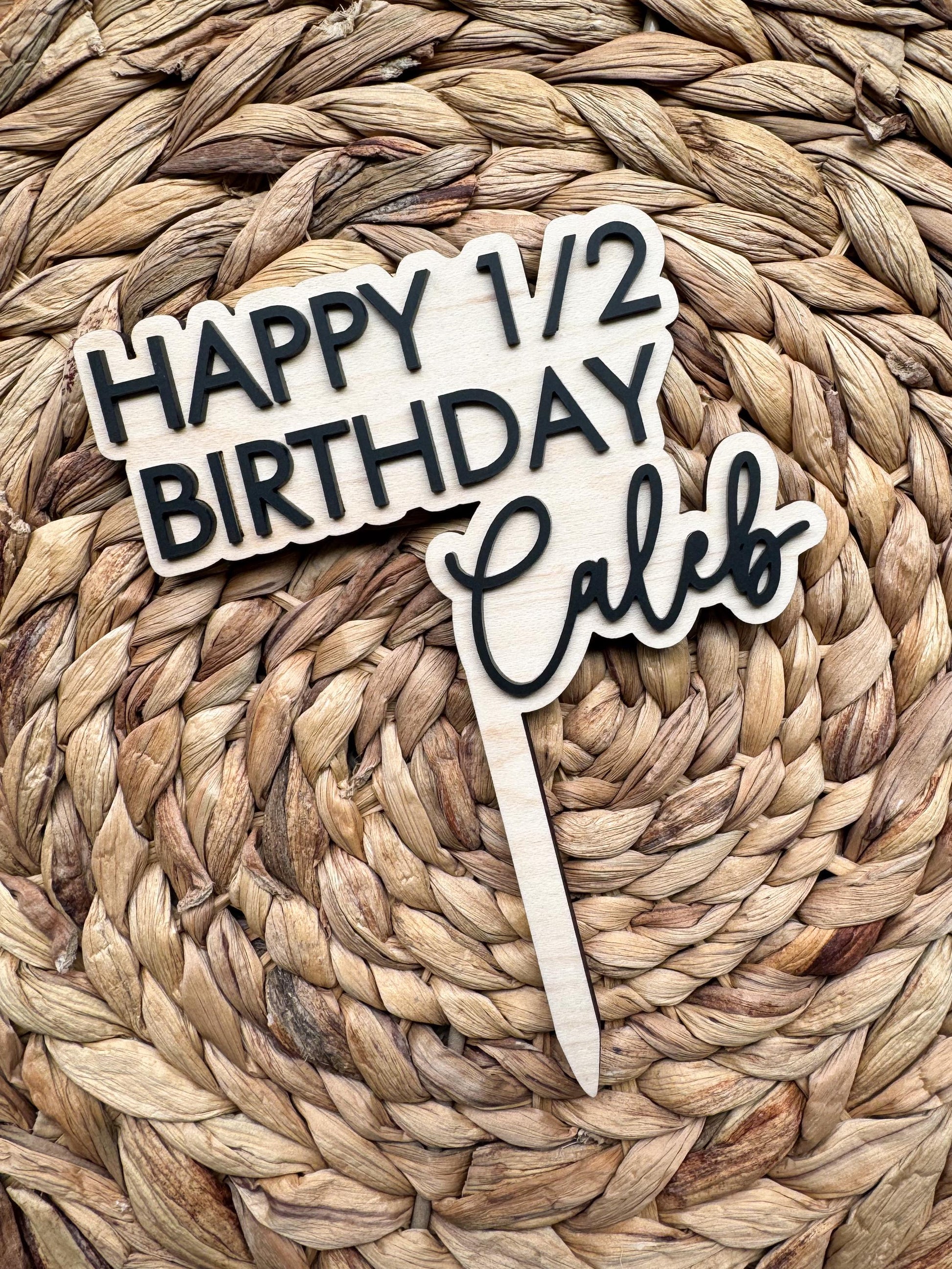 Personalized Half Birthday Cake Topper | Custom Name 6 Month Smash Cake Decor
