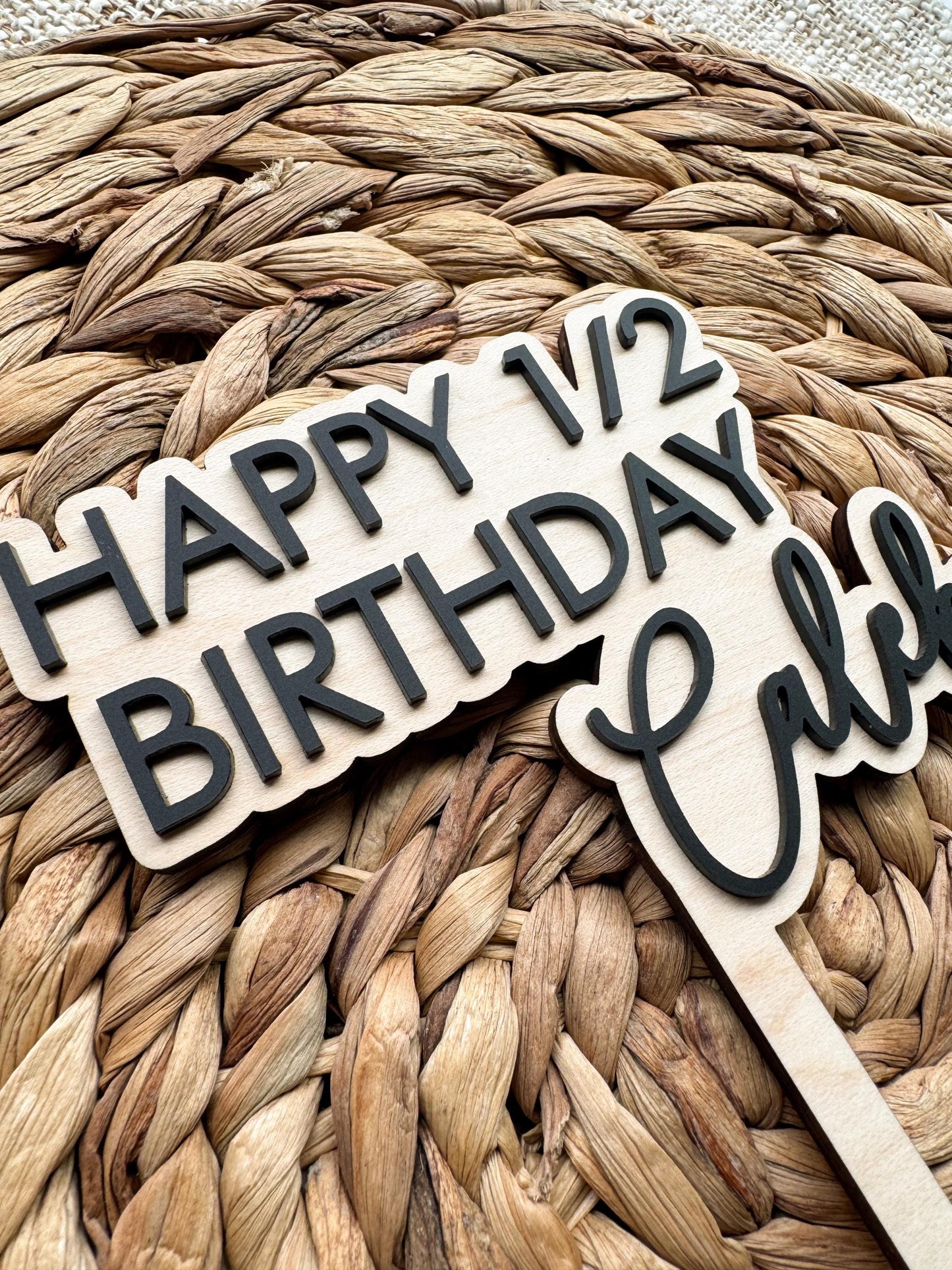 Personalized Half Birthday Cake Topper | Custom Name 6 Month Smash Cake Decor