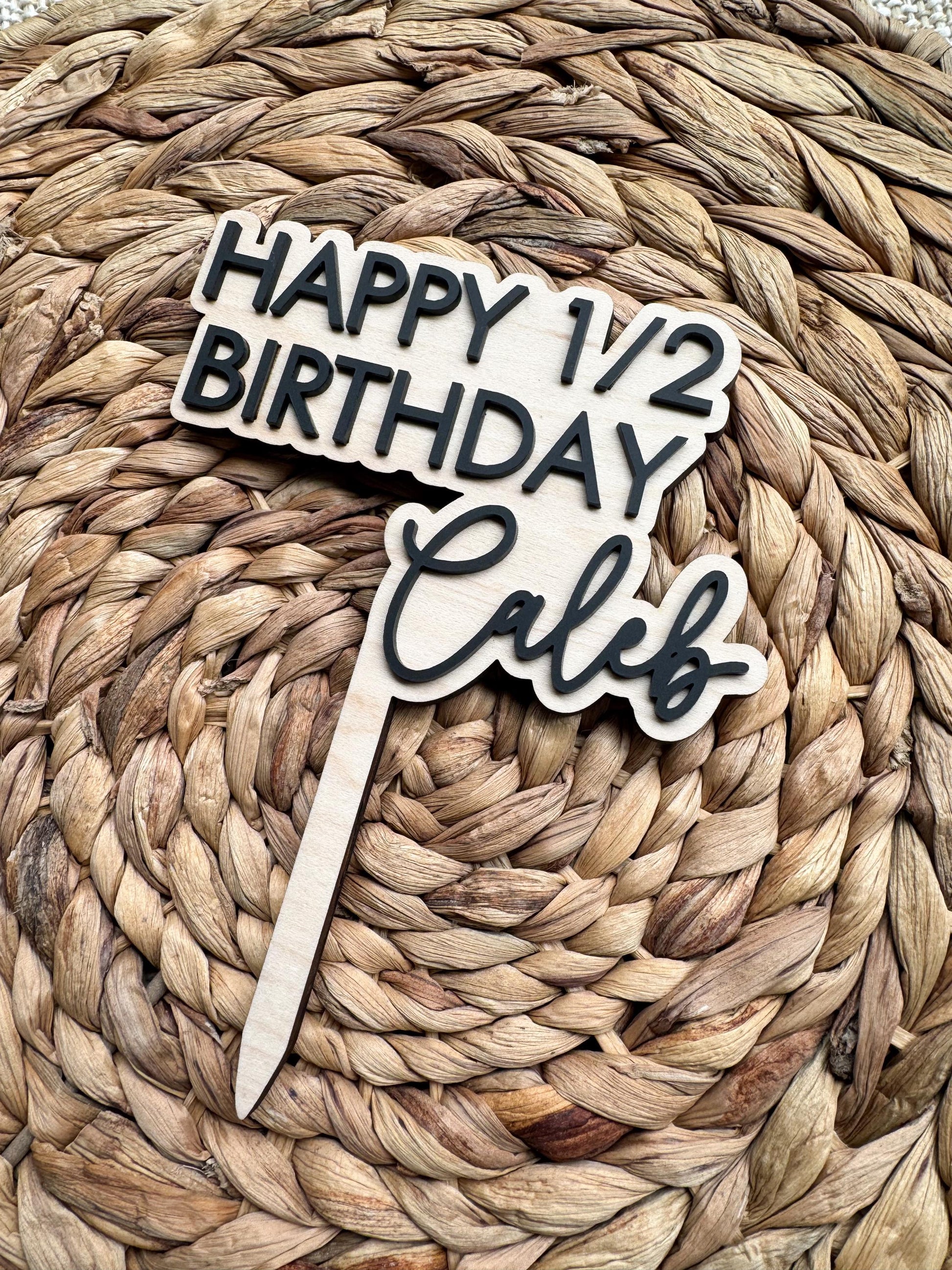 Personalized Half Birthday Cake Topper | Custom Name 6 Month Smash Cake Decor