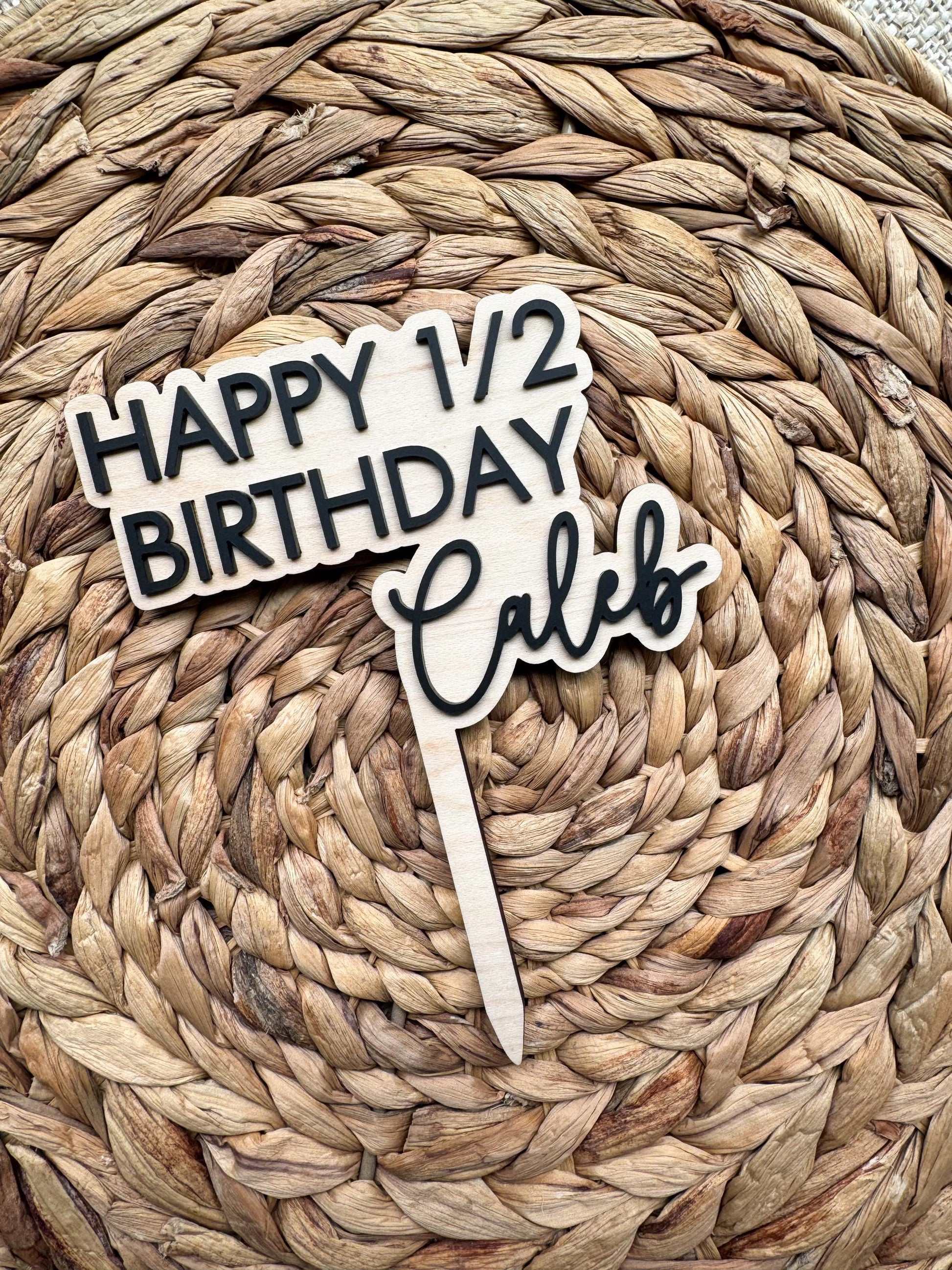 Personalized Half Birthday Cake Topper | Custom Name 6 Month Smash Cake Decor