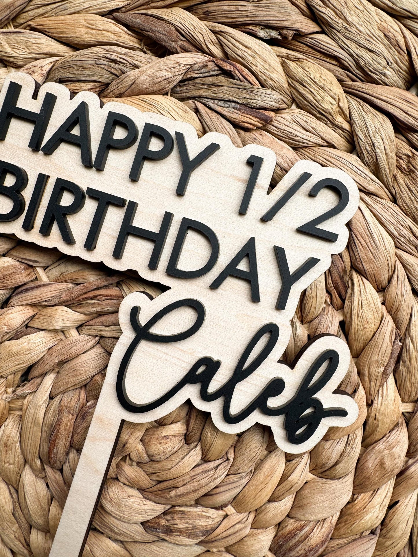 Personalized Half Birthday Cake Topper | Custom Name 6 Month Smash Cake Decor
