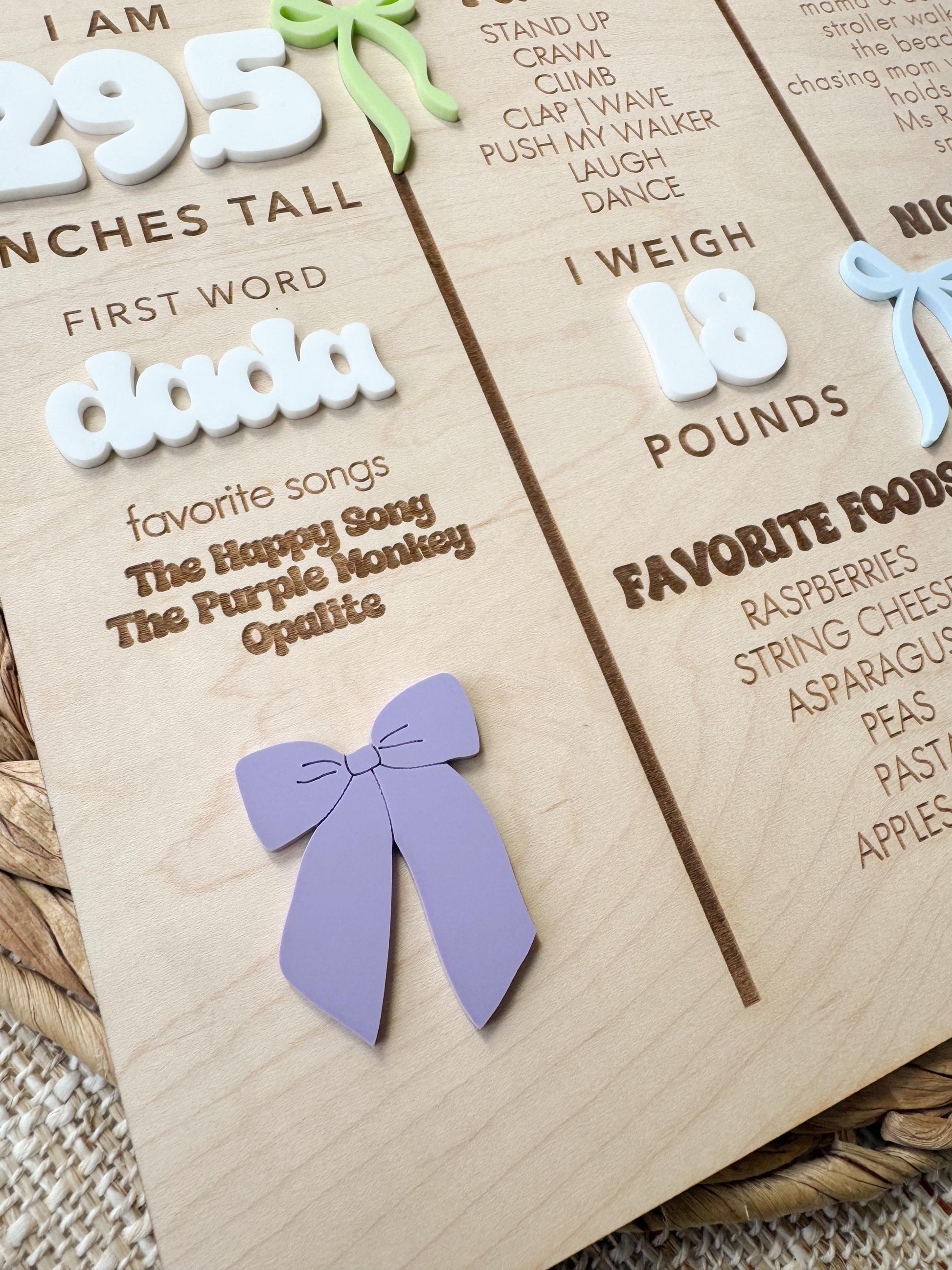 1st Milestone Board, Baby Stats Sign, Personalized One Year - First Birthday Party Photo Prop