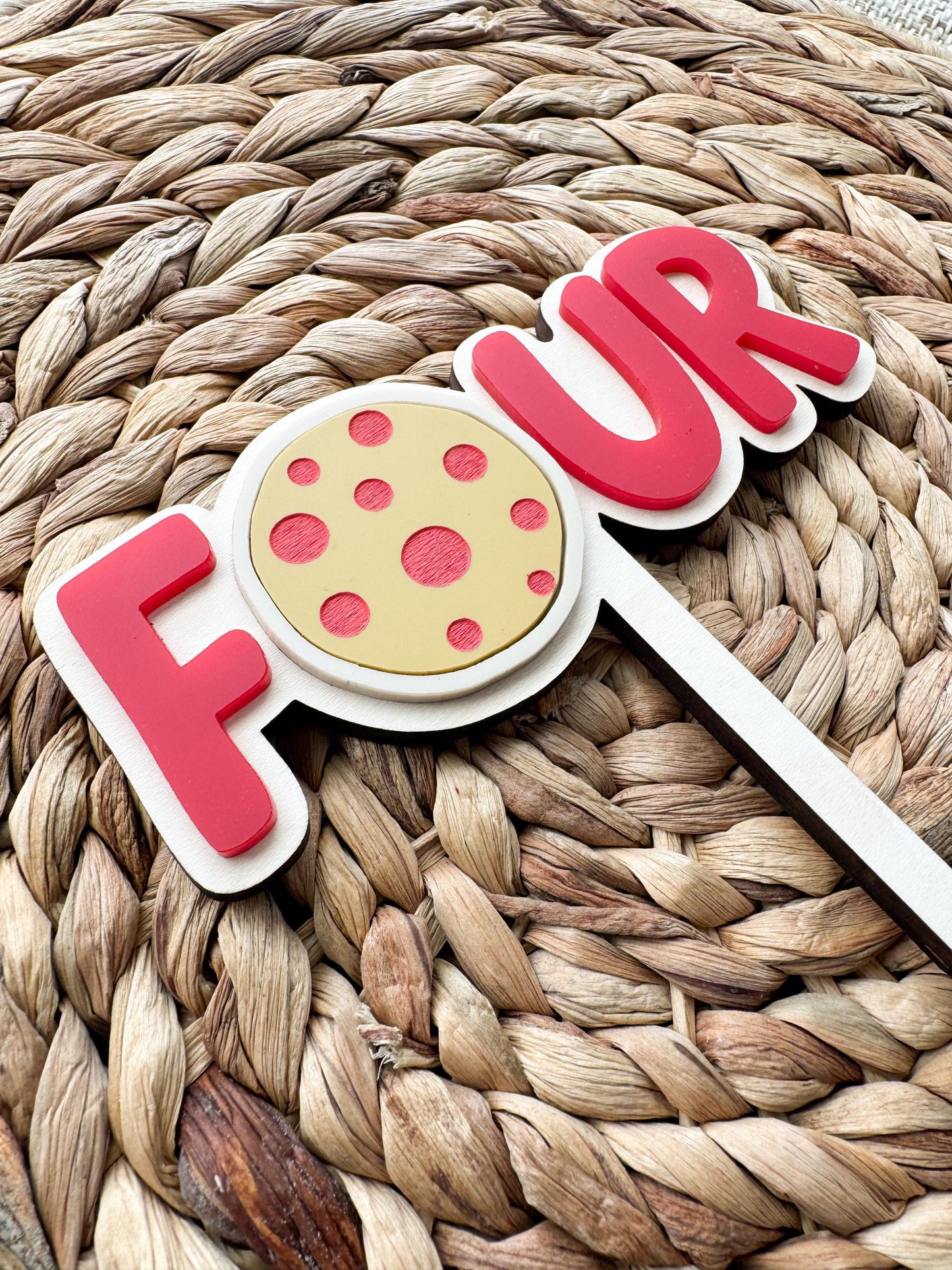 Fourth Birthday Cake Topper, Pizza Party Decor, Personalized Kids Bday Decoration, Custom Name Option