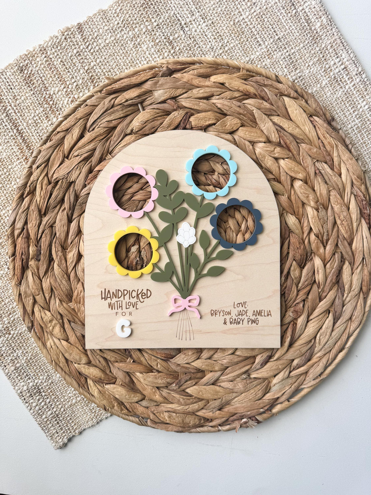 Personalized Photo Flower Bouquet | Mother's Day Wood Sign