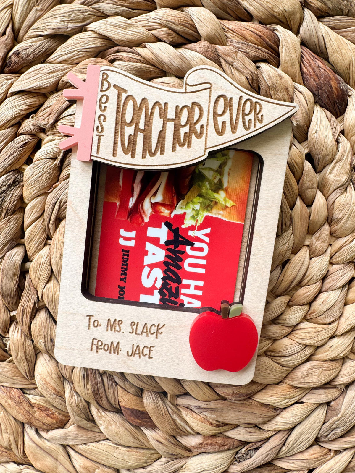 Teacher gift card holder with optional magnet backing for the fridge