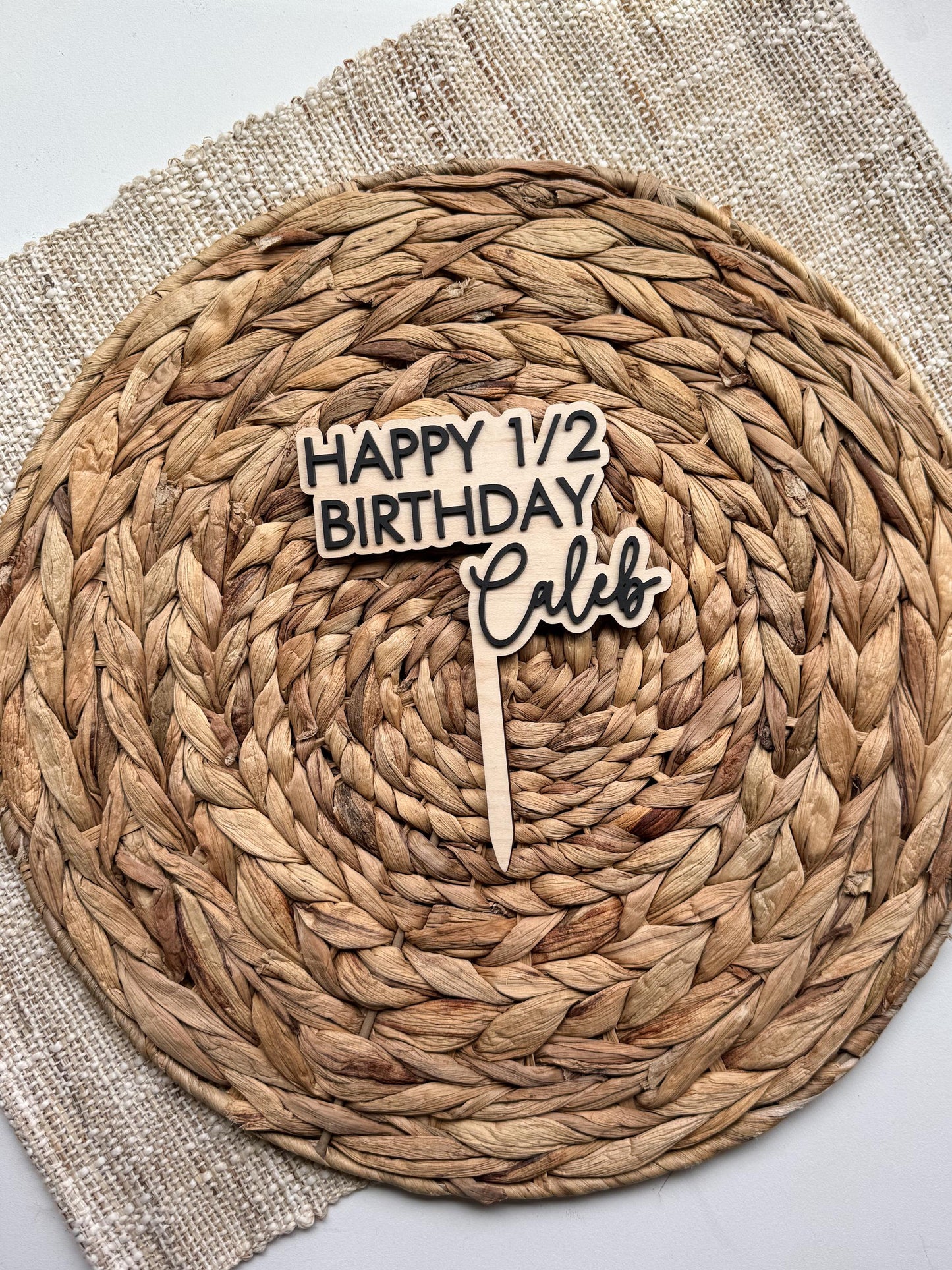 Personalized Half Birthday Cake Topper | Custom Name 6 Month Smash Cake Decor