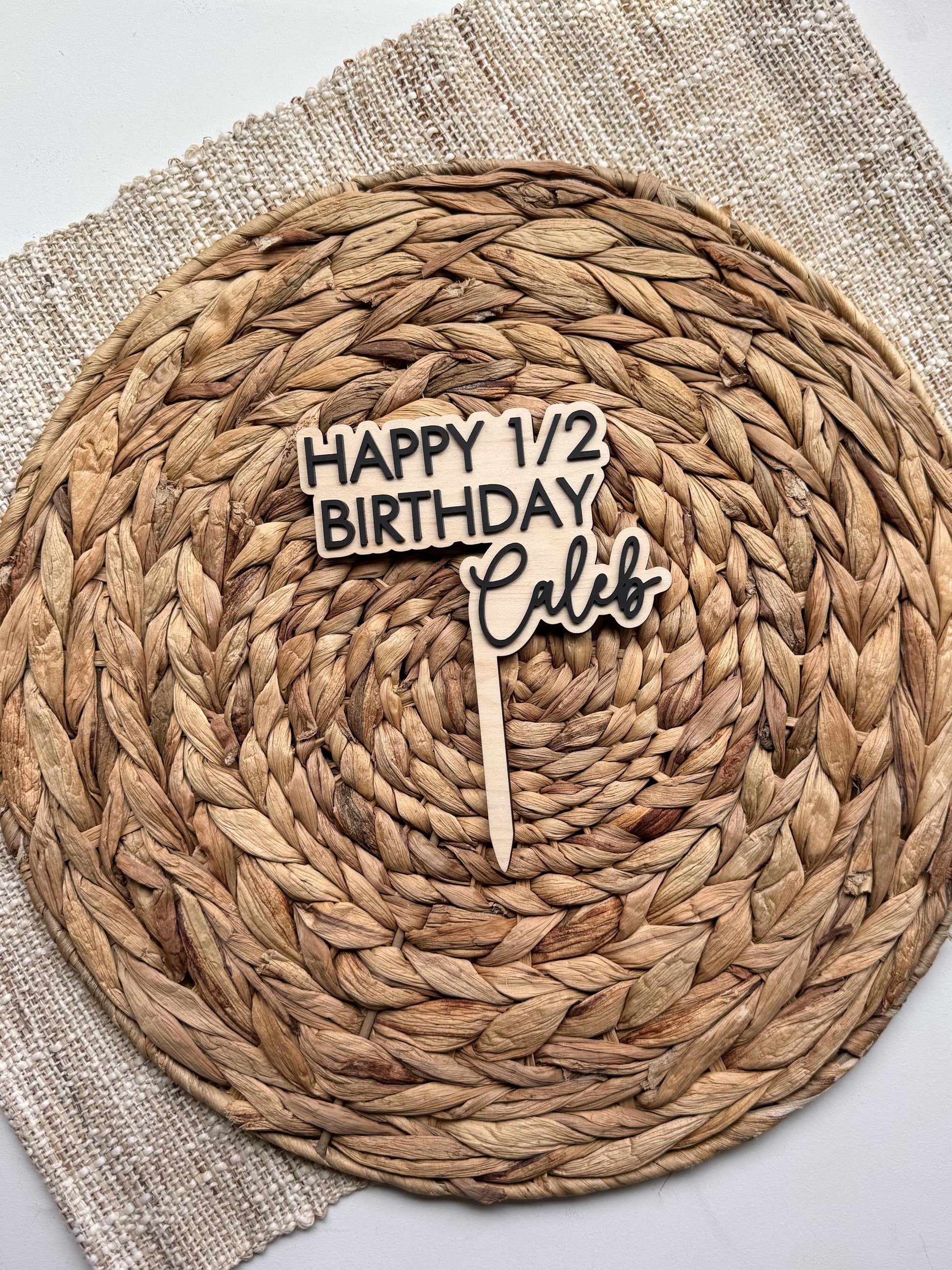 Personalized Half Birthday Cake Topper | Custom Name 6 Month Smash Cake Decor