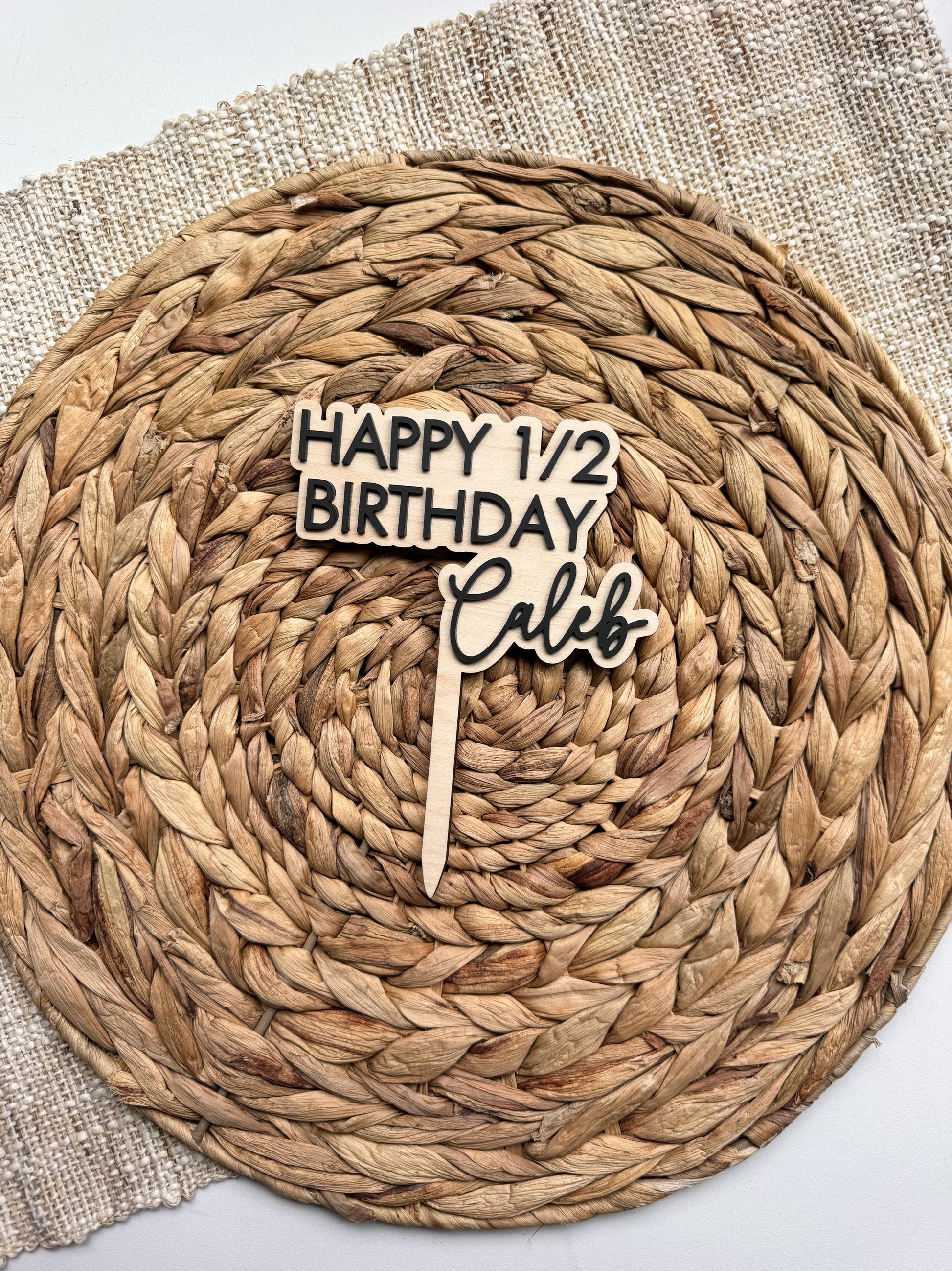 Personalized Half Birthday Cake Topper | Custom Name 6 Month Smash Cake Decor