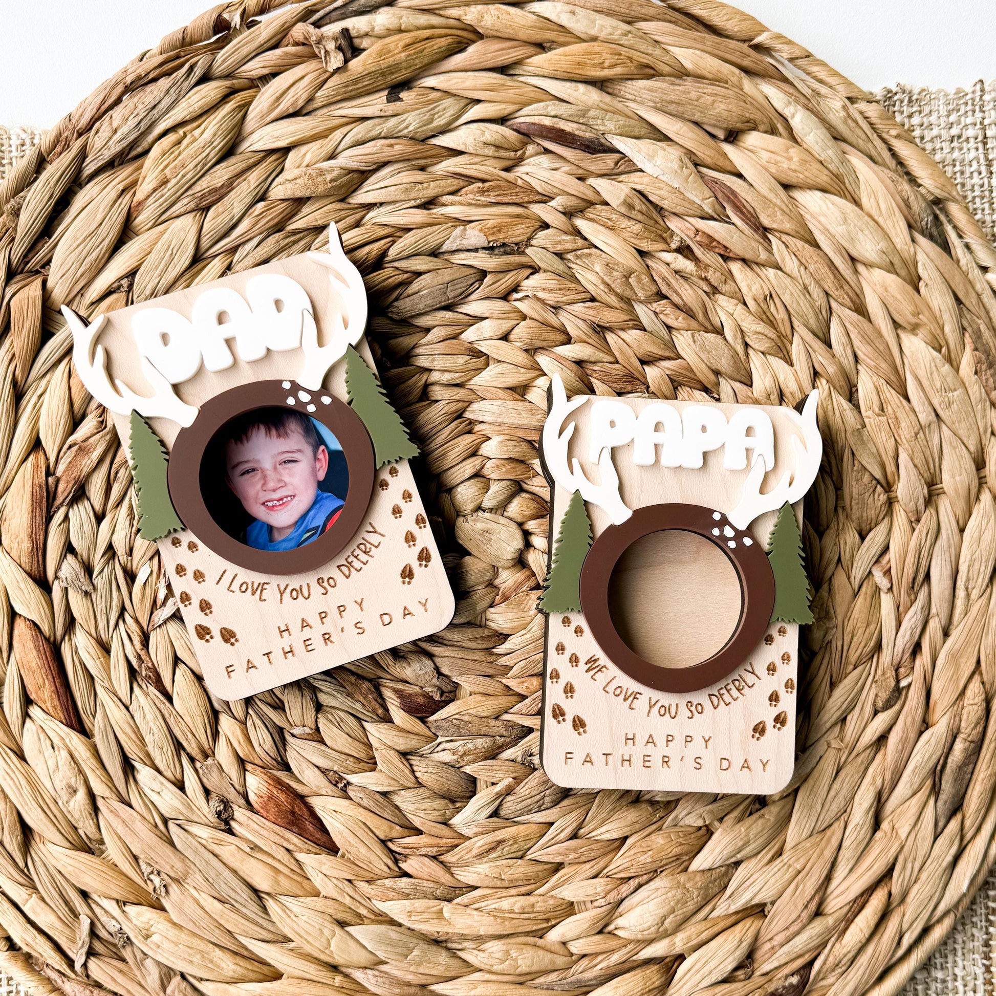 Personalized maple wood photo frame variety for Father's Day gift from kids