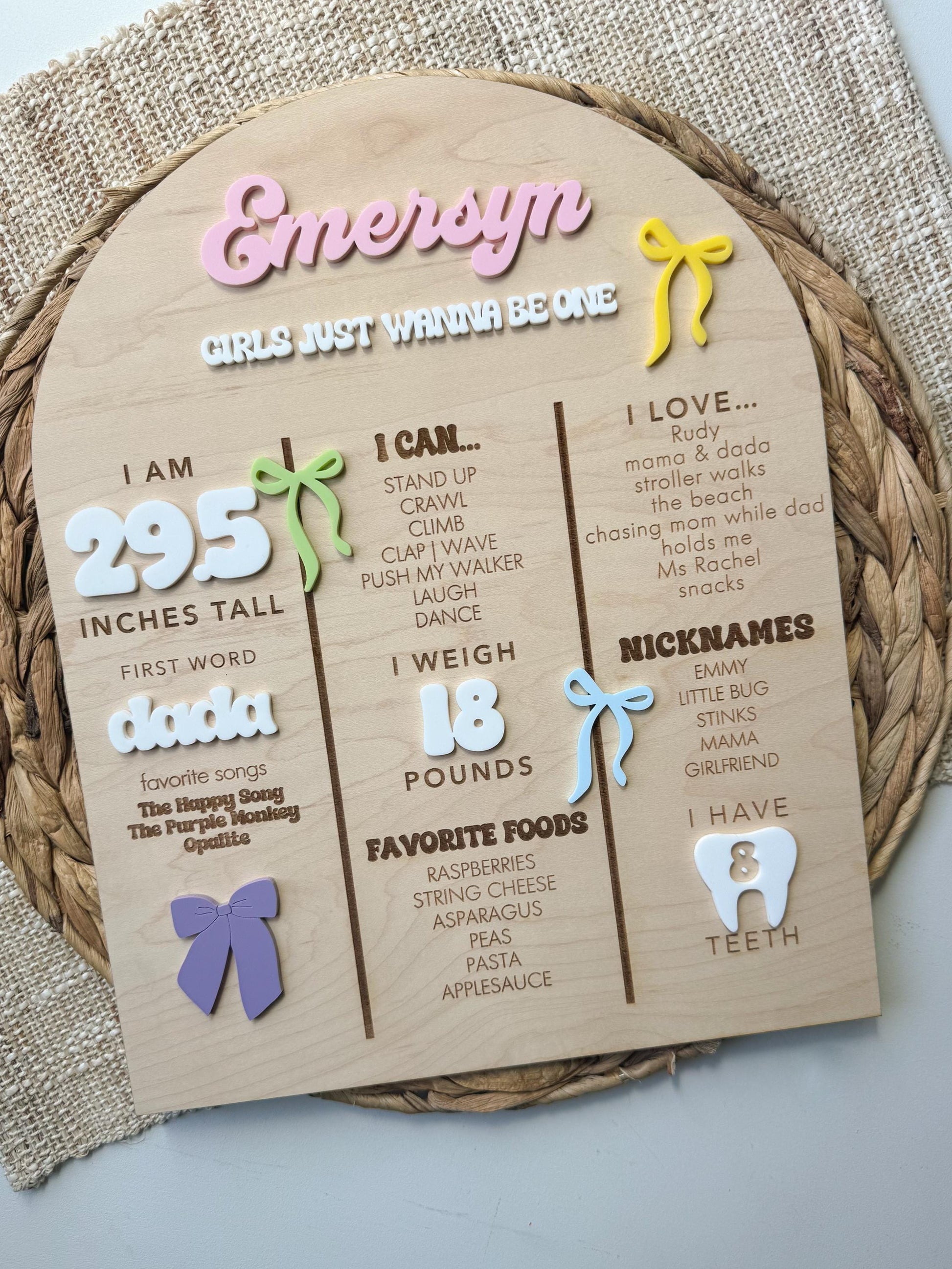 1st Milestone Board, Baby Stats Sign, Personalized One Year - First Birthday Party Photo Prop