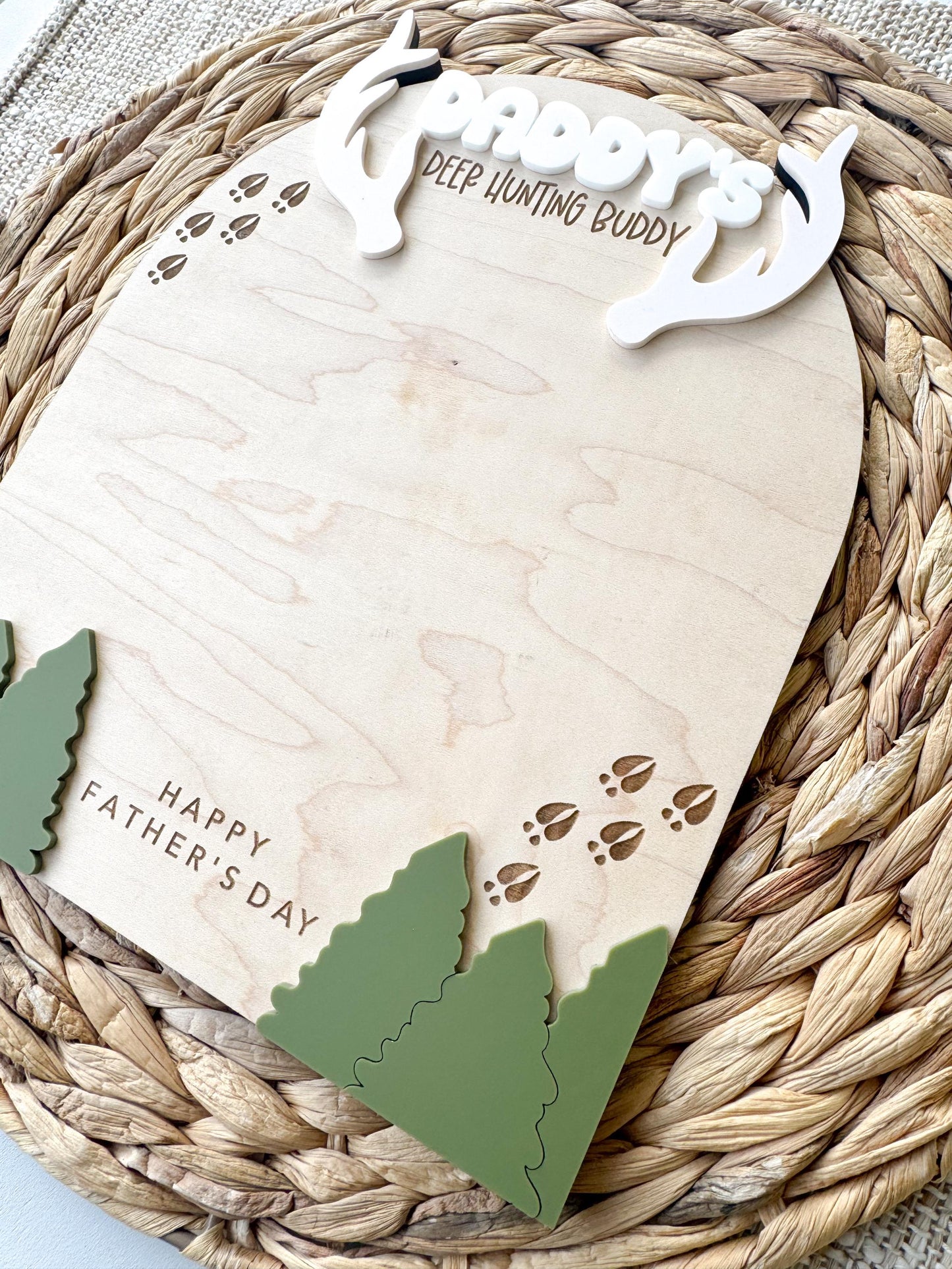 Father’s Day Hunting Gift, Deer Handprint Sign for Dad, Papa Keepsake
