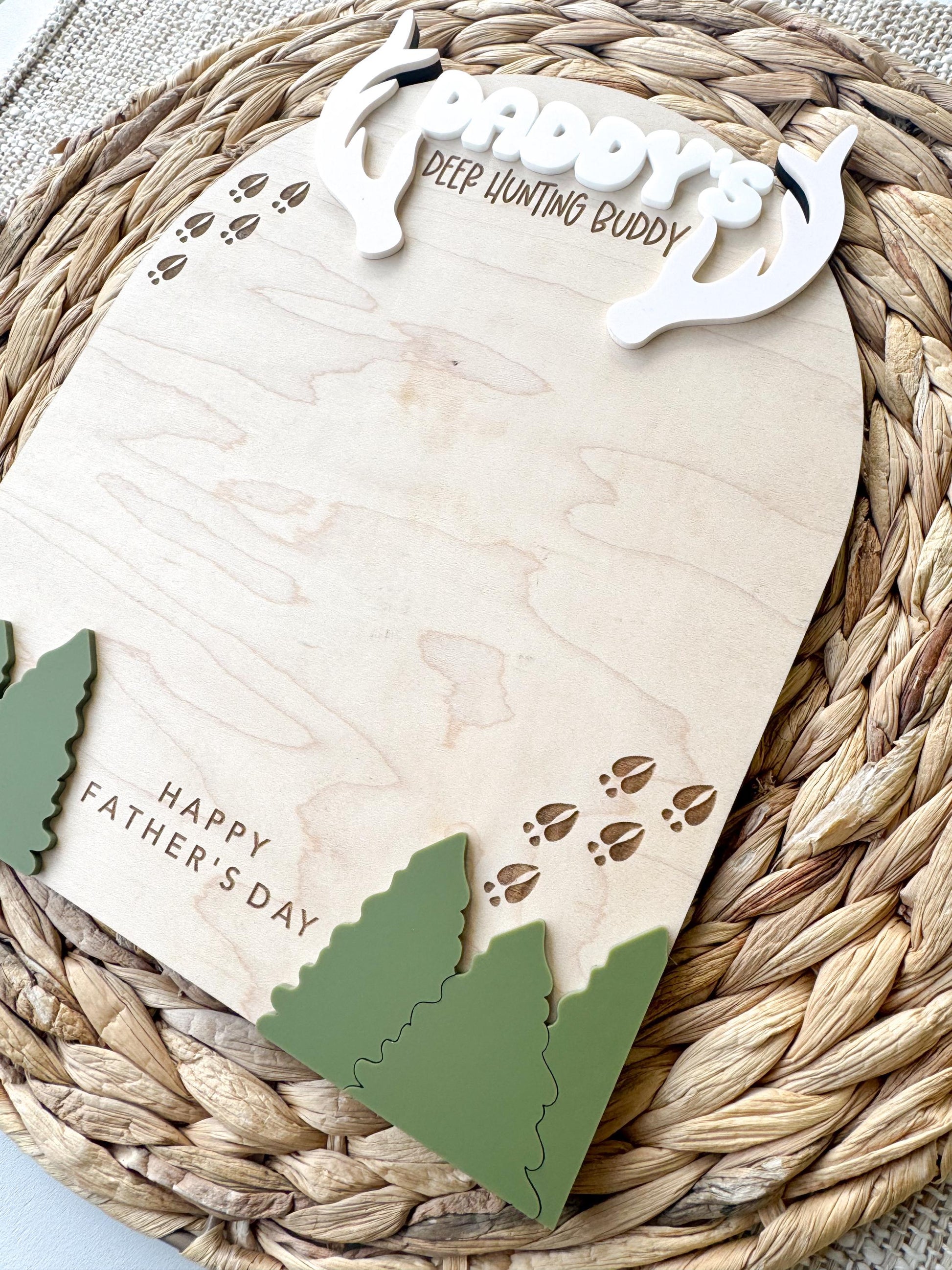 Father’s Day Hunting Gift, Deer Handprint Sign for Dad, Papa Keepsake