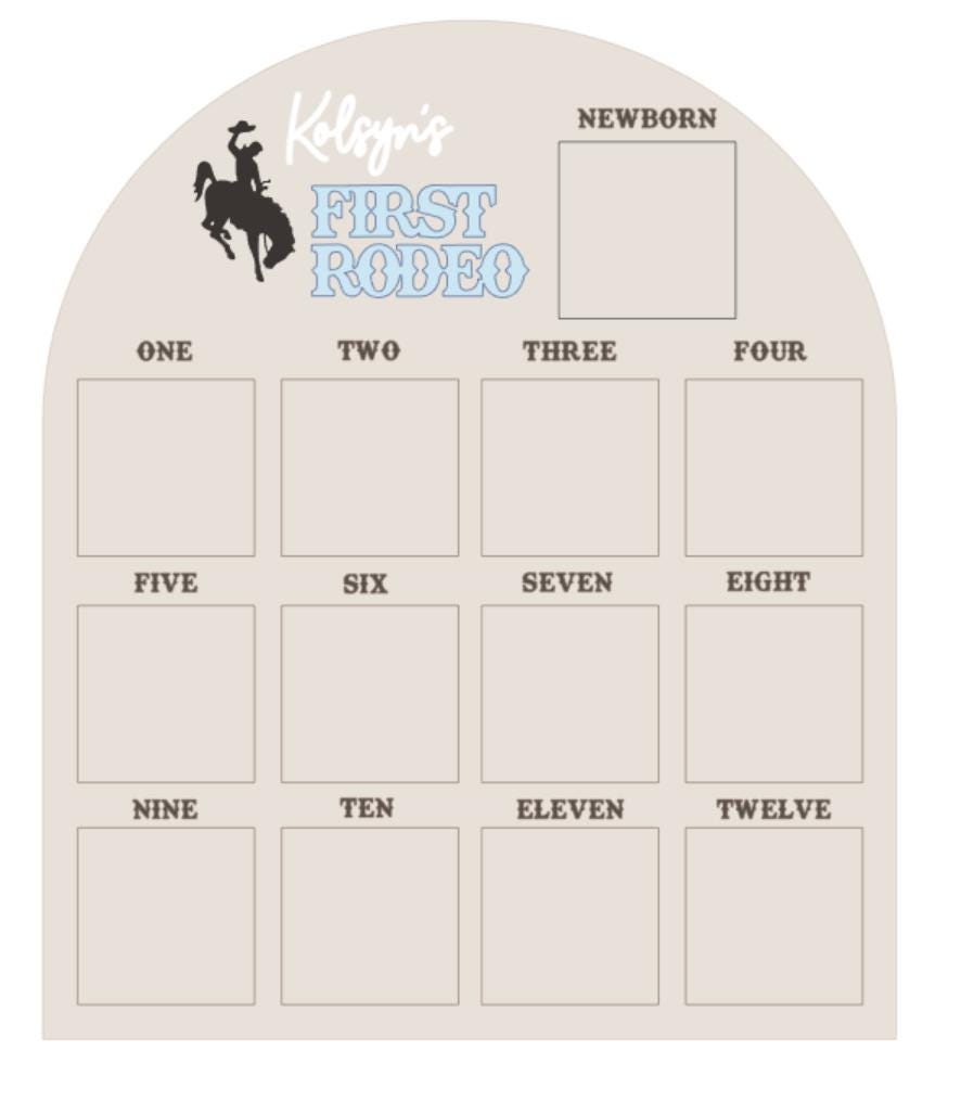 First Rodeo Photo Board | Baby 1st Year Picture Display | Cowboy First Birthday