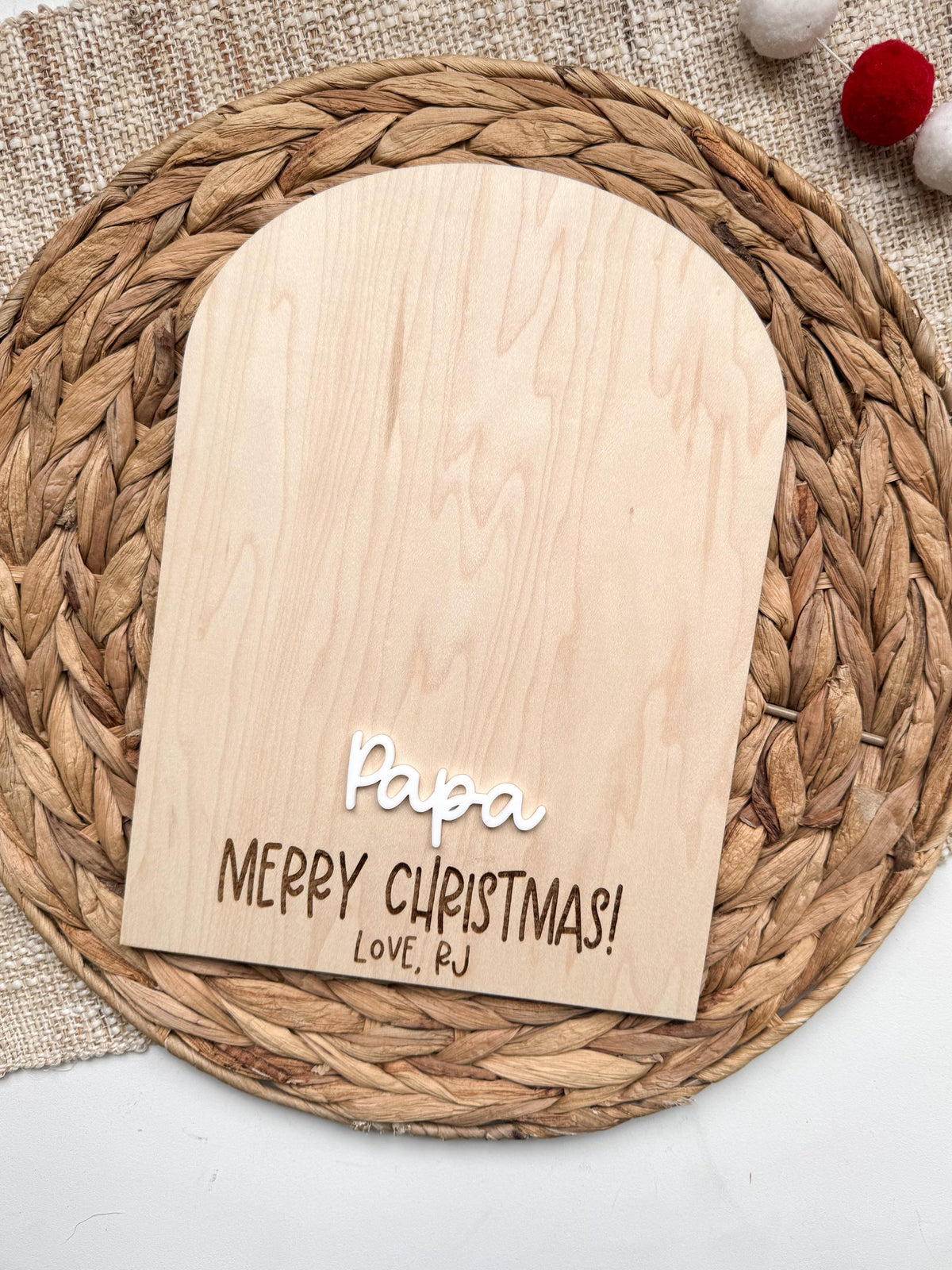Papa Merry Christmas handprint sign on maple, a DIY Christmas gift from the grandkids