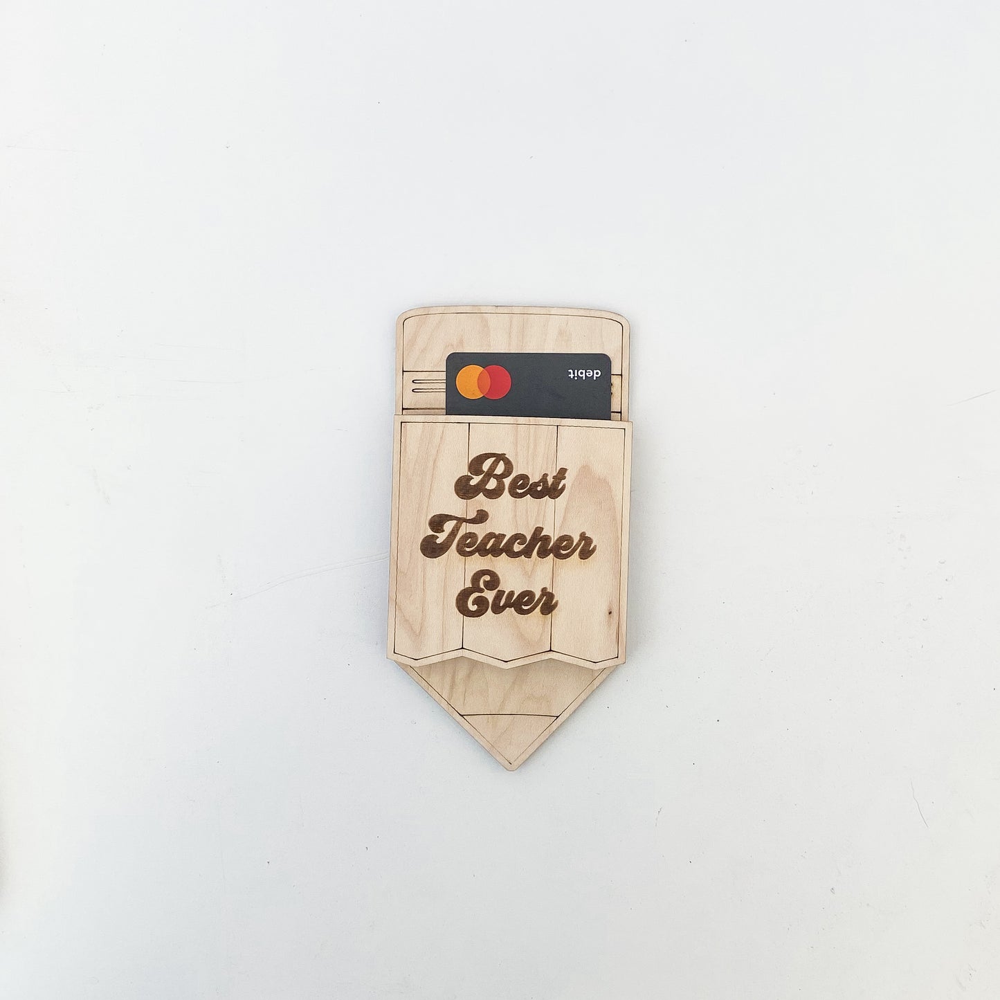 Pencil gift card holder displayed as teacher appreciation end of year present