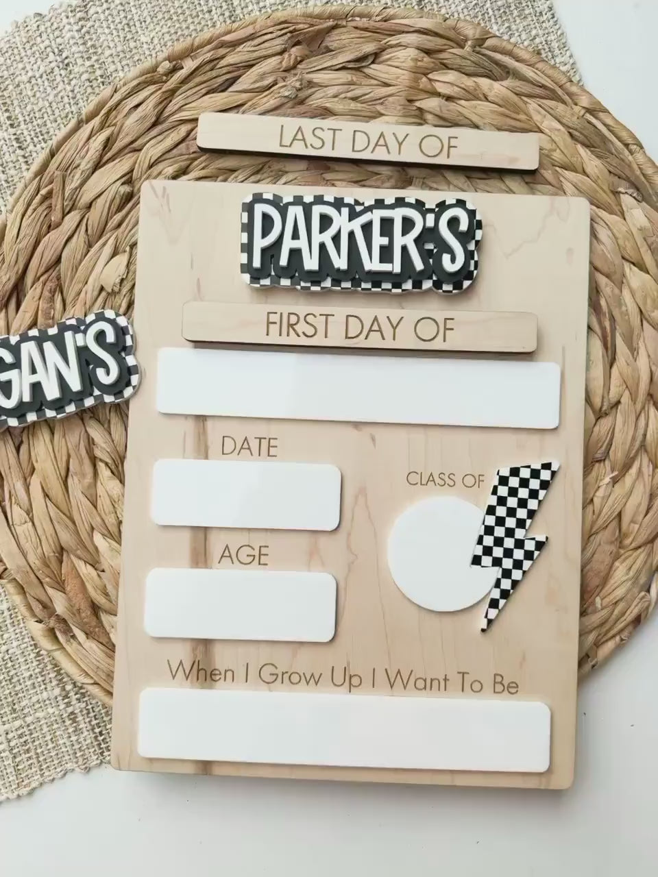 First Day of School Sign, Simple Back to School Board, Reusable Interchangeable Dry Erase Photo Prop, Last Day Sign, Custom Name