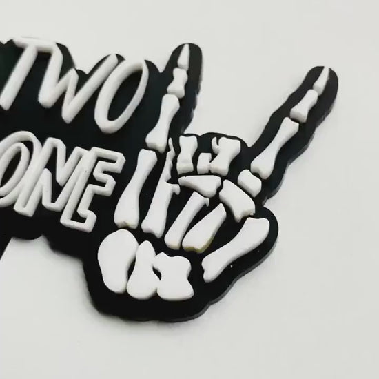 Bad Two The Bone Cake Topper | Birthday Party Decor | 2nd birthday | boys birthday theme | girls birthday | skull | dirt bike | acrylic