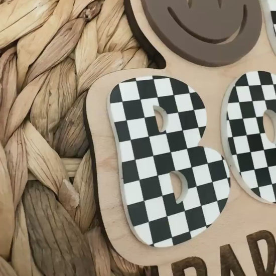 Baby Shower Cake Topper | Checkered Baby Name Topper | baby shower theme | gender reveal party decor | Checker Decor | Oh Boy Cake Topper