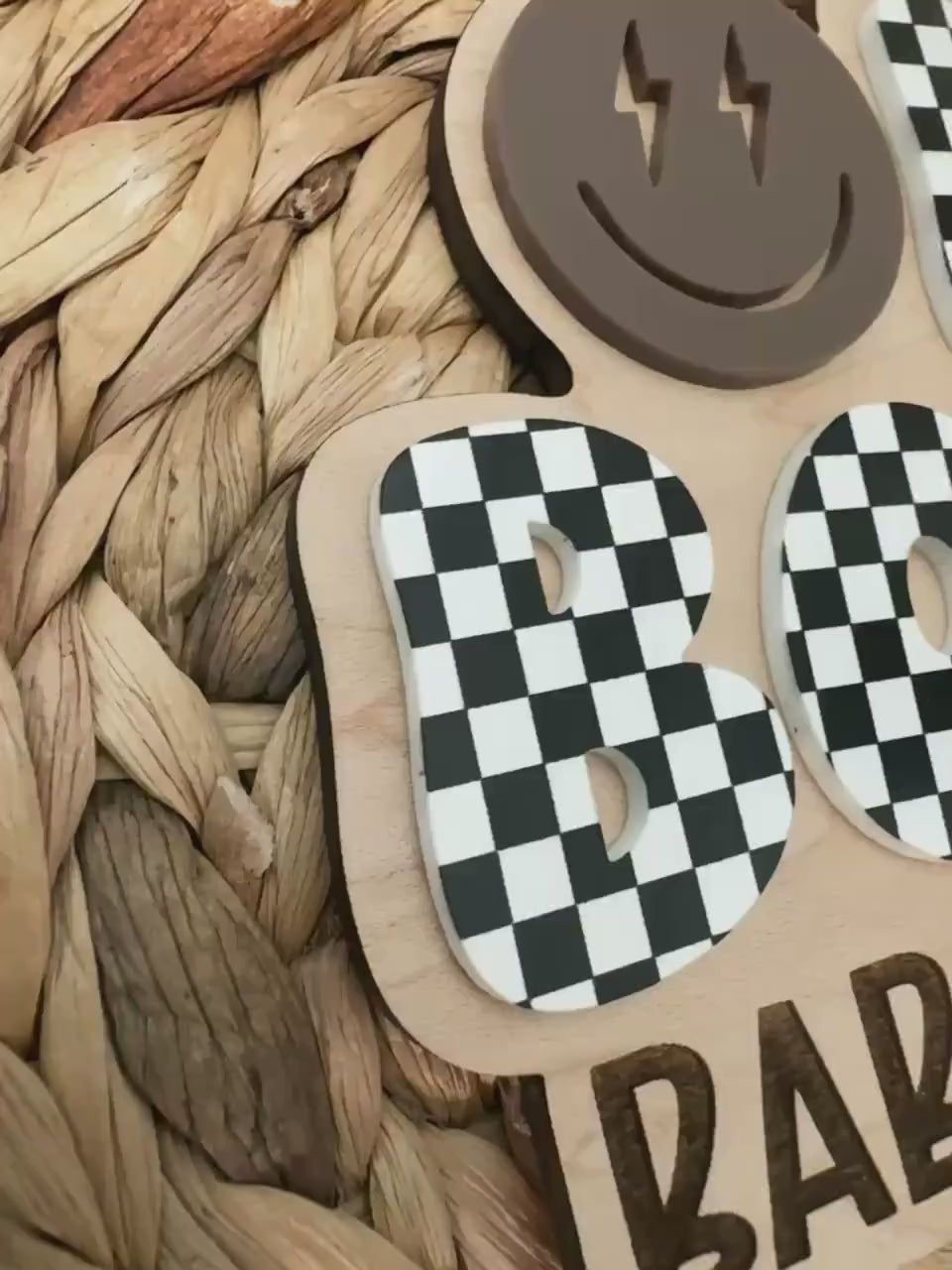 Baby Shower Cake Topper | Checkered Baby Name Topper | baby shower theme | gender reveal party decor | Checker Decor | Oh Boy Cake Topper