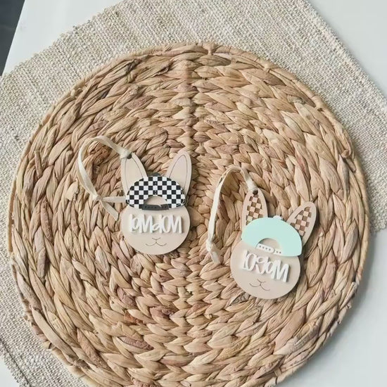 Easter Bunny Basket Tag | Checkerboard Personalized Basket Tags | Gift for kids | Name Tag for gifts | Custom Gift Tag | Egg | Motocross