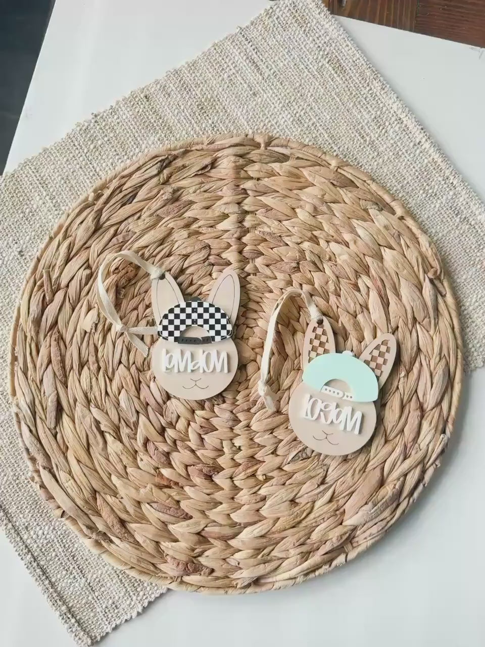 Easter Bunny Basket Tag | Checkerboard Personalized Basket Tags | Gift for kids | Name Tag for gifts | Custom Gift Tag | Egg | Motocross