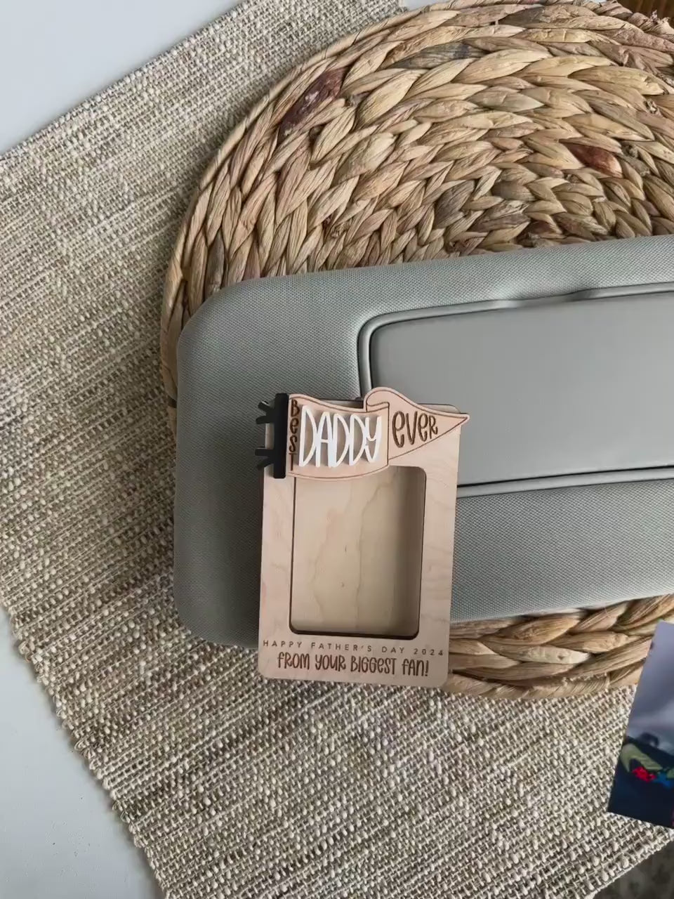 Custom Photo Magnet, Personalized Mother’s Day Gift, Visor Clip Wood Picture Frame with Kids Names