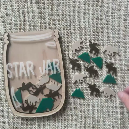 Video of the acrylic bear, moose and mountain reward jar tokens