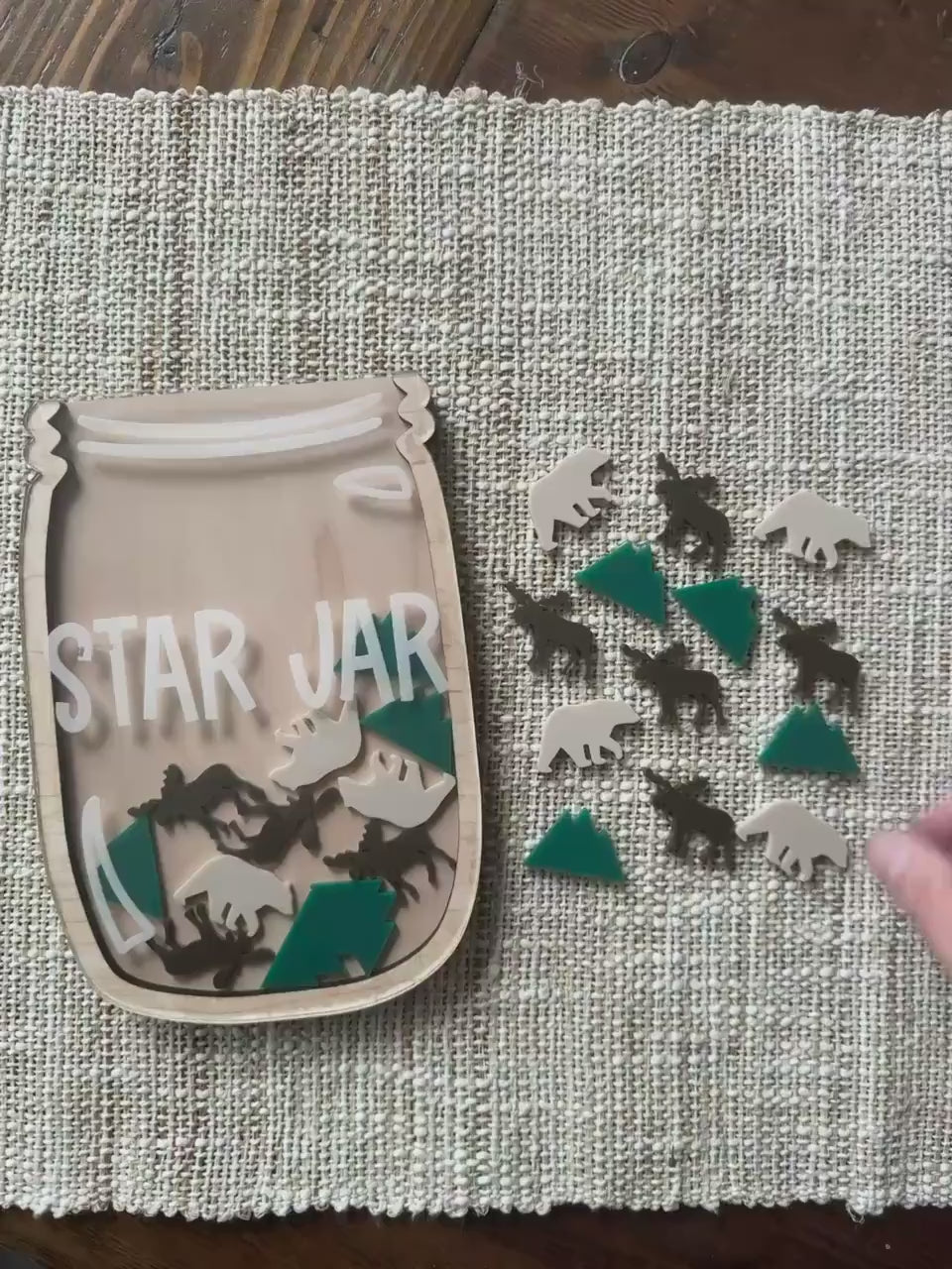 Video of the acrylic bear, moose and mountain reward jar tokens