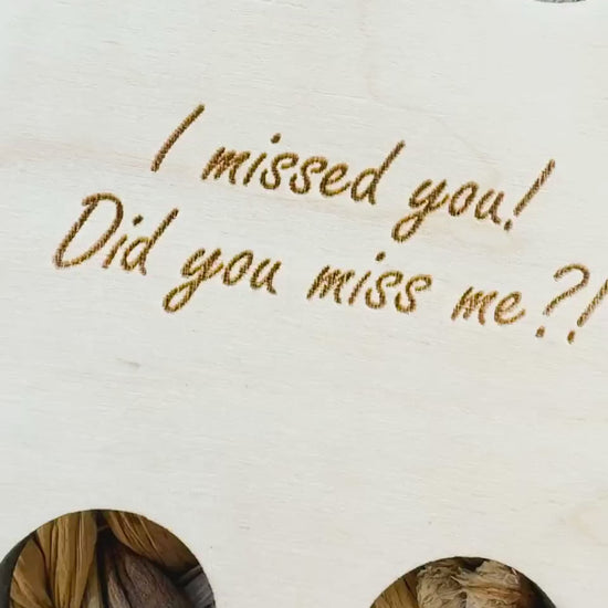 Video of the personalized maple wood elf welcome back postcard for one or two elves