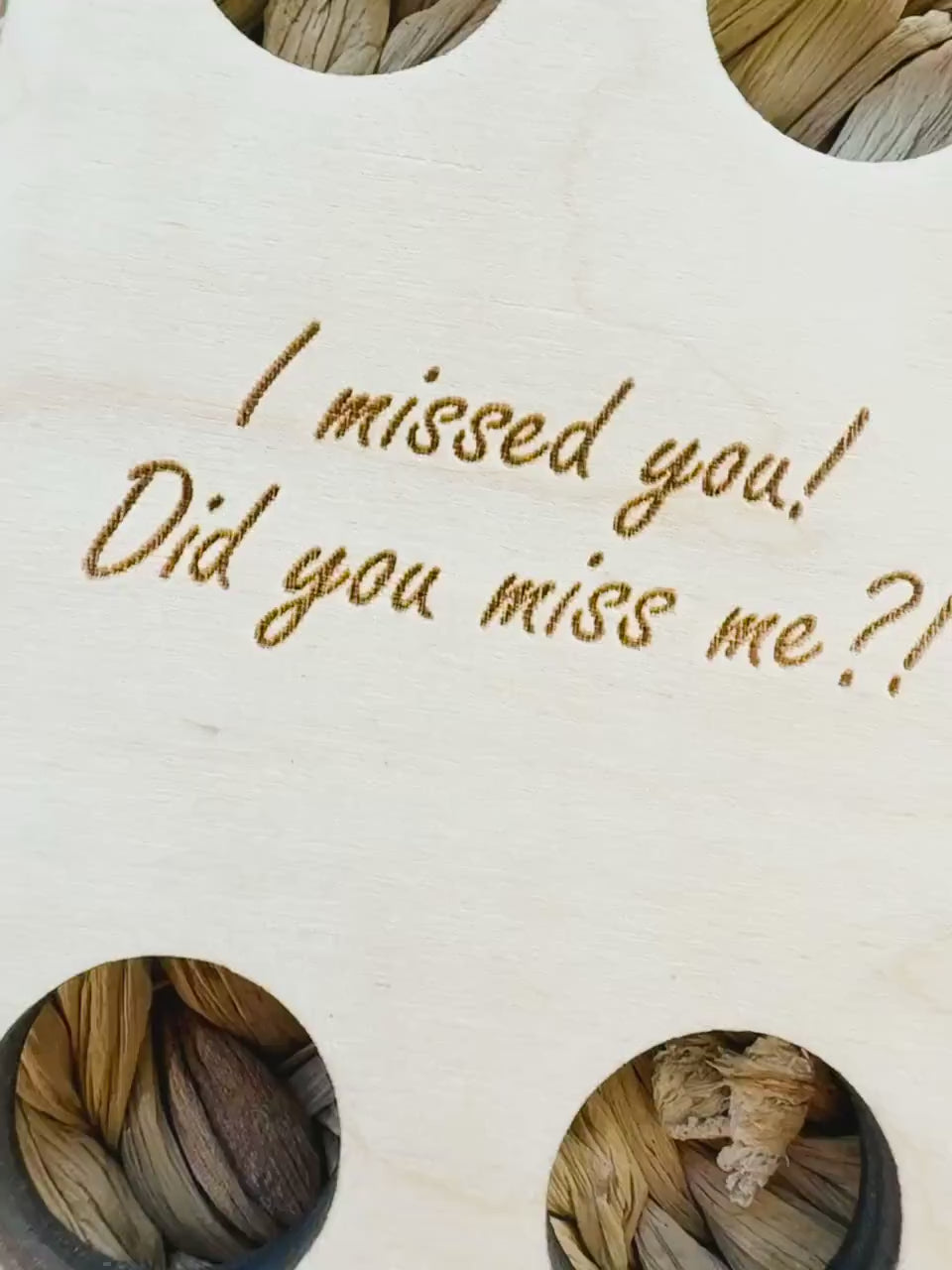 Video of the personalized maple wood elf welcome back postcard for one or two elves
