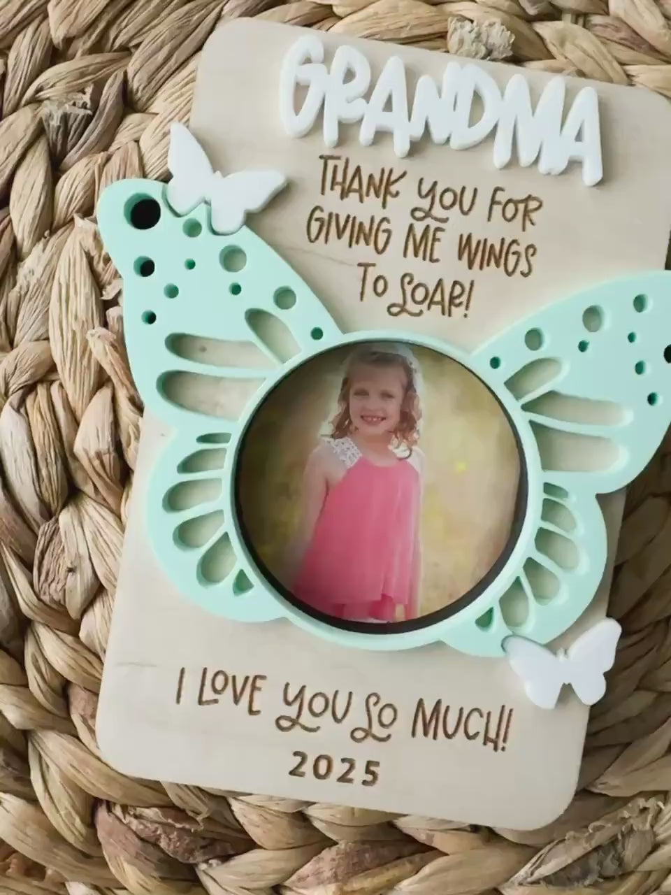 Video of the personalized butterfly photo frame magnet