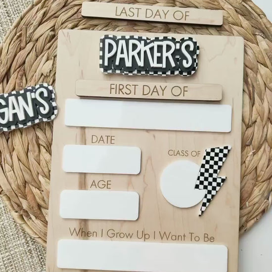 First Day of School Sign, Simple Back to School Board, Reusable Interchangeable Dry Erase Photo Prop, Last Day Sign for Kids, Custom Name