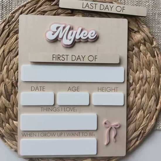 Bow Back to School Sign | Personalized First & Last Day School Board