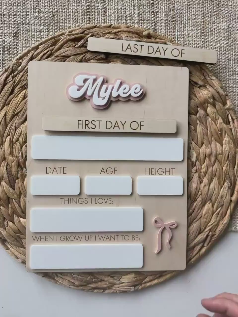 Bow Back to School Sign | Personalized First & Last Day School Board