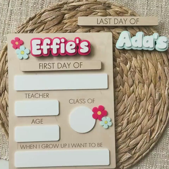 Personalized Back to School Sign | First and Last Day of School Board for Girls