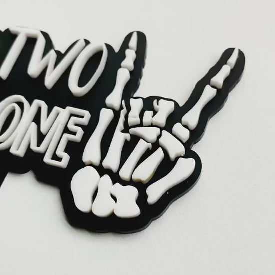 Bad Two The Bone cake Topper Rebel Birthday Party Kids boy girl decor skull 
