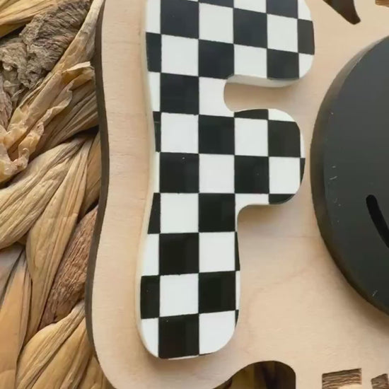 Four Ever Rad Dude Cake Topper | Birthday Party Decor | 4th birthday Party | boys birthday theme | Cake Topper Birthday | Checker Decor