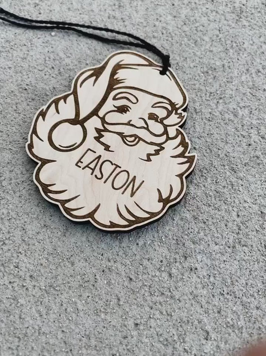 Personalized Santa Stocking Tag | Custom Name Wood Christmas Name Tag