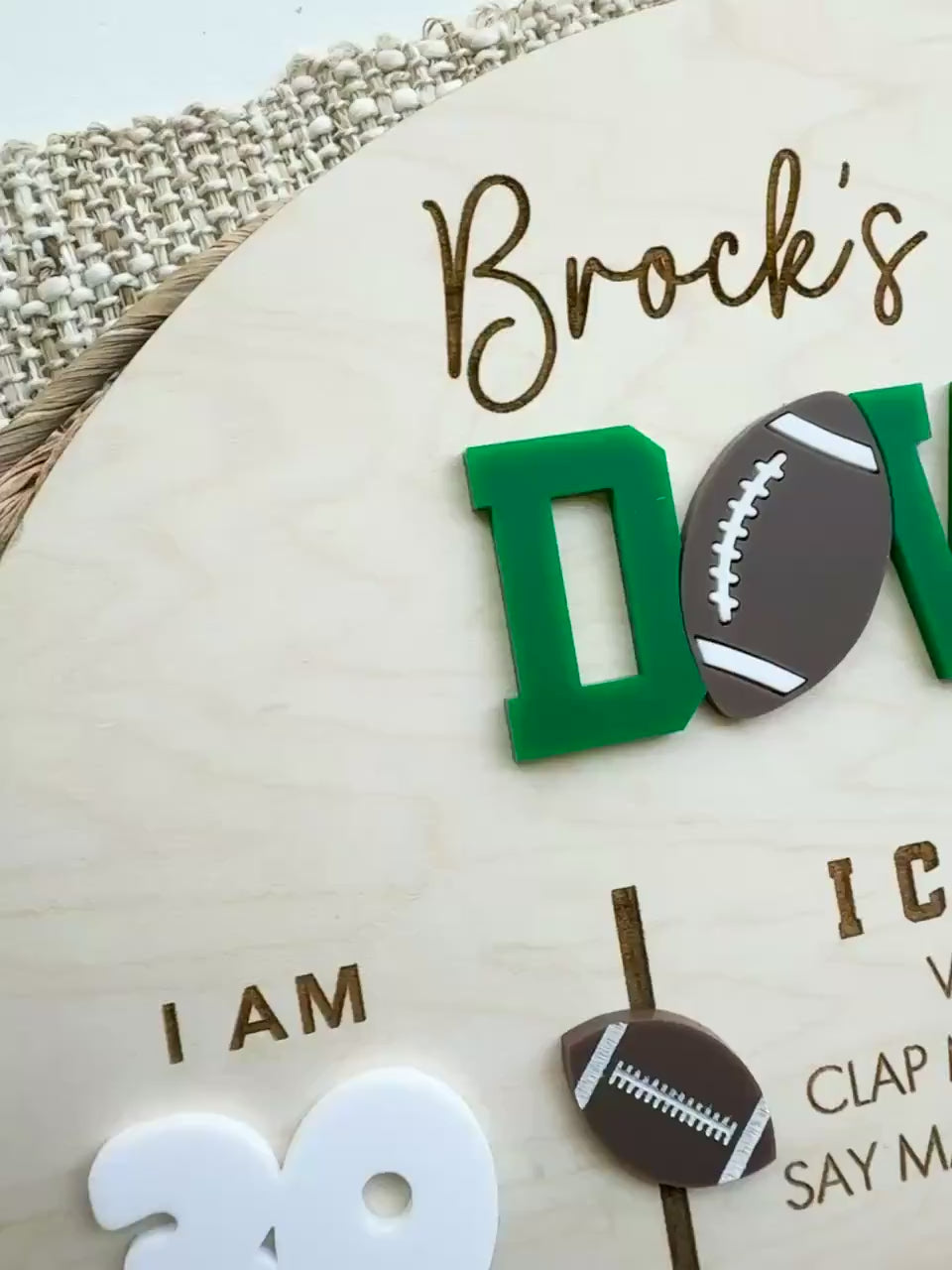 First Down First Birthday Milestone Board | Personalized Football Birthday Sign