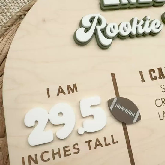 Rookie Year First Birthday Milestone Board | Personalized Football Birthday Sign