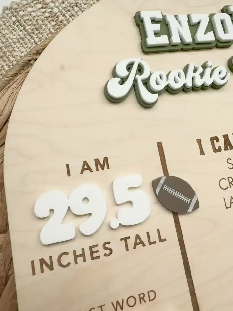 Rookie Year First Birthday Milestone Board | Personalized Football Birthday Sign