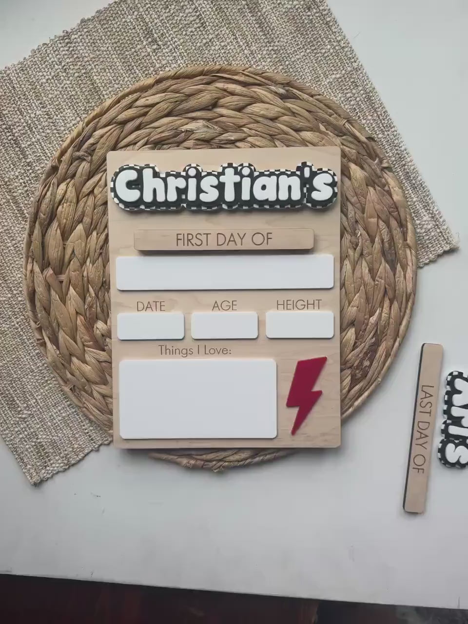 Personalized Back To School Sign | First Day Of School | Last Day of School Sign For Kids | Interchangeable Dry Erase Sign | Reusable Board