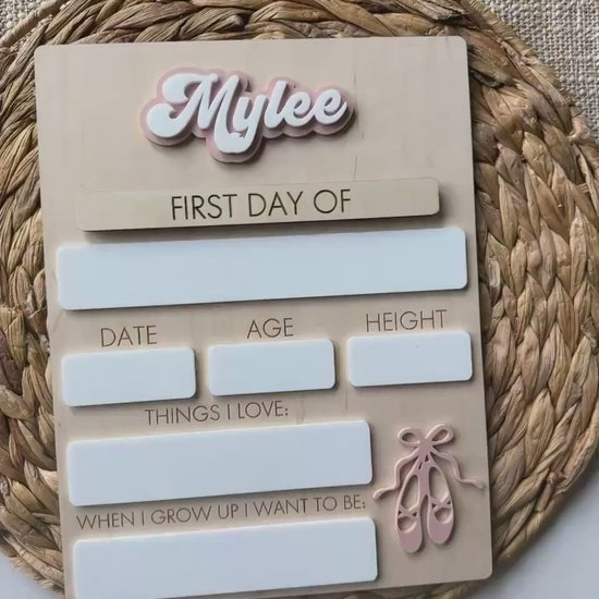 Ballet Back to School Sign | Personalized First & Last Day School Milestone  Board