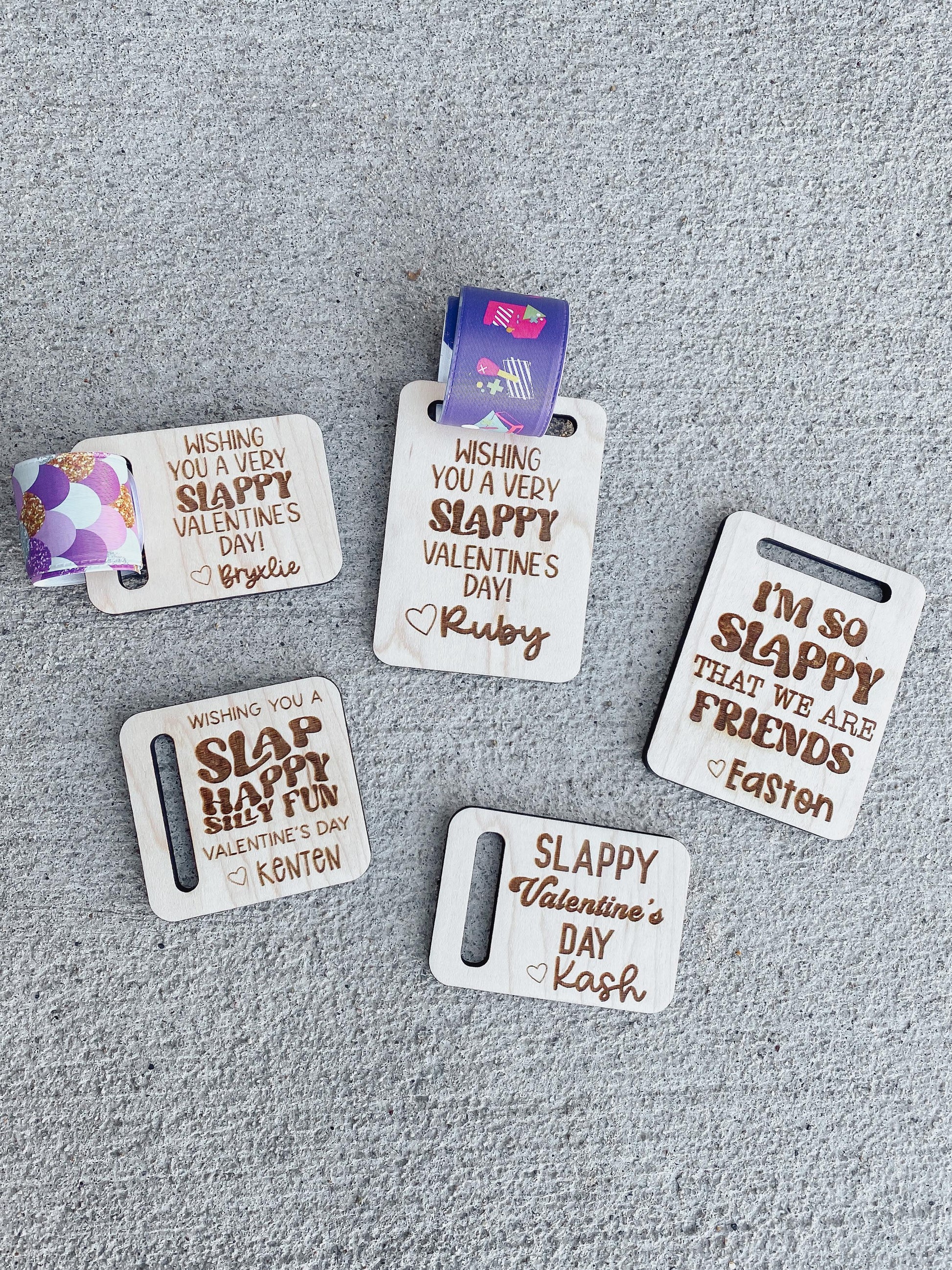 Slap bracelet Valentine cards for kids classroom exchange, non-candy wearable gift