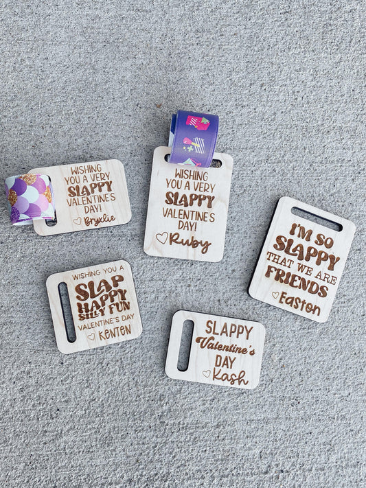 Slap bracelet Valentine cards for kids classroom exchange, non-candy wearable gift