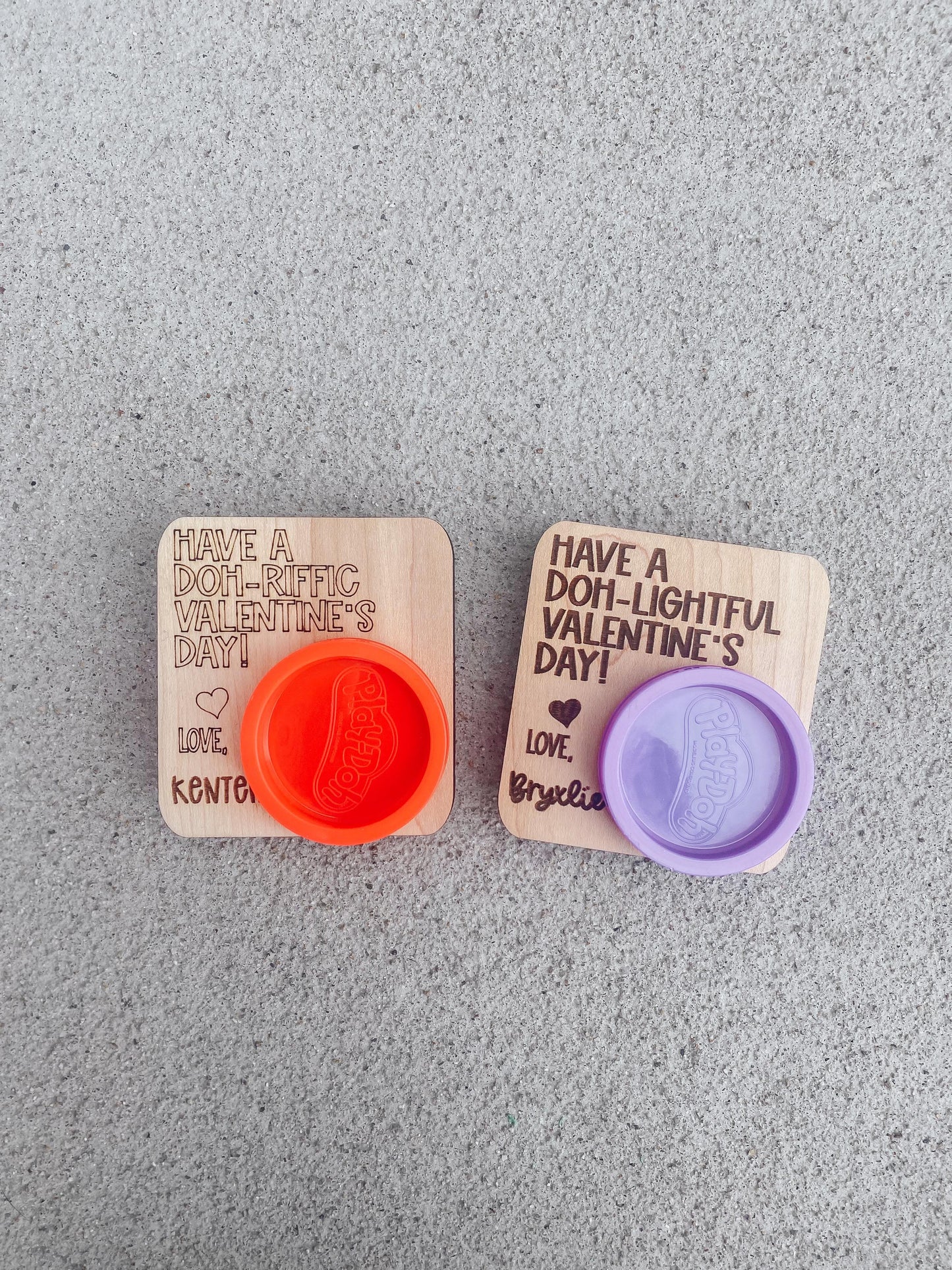 Close-up of Play-Doh Valentine card, fun non-candy classroom gift for kids