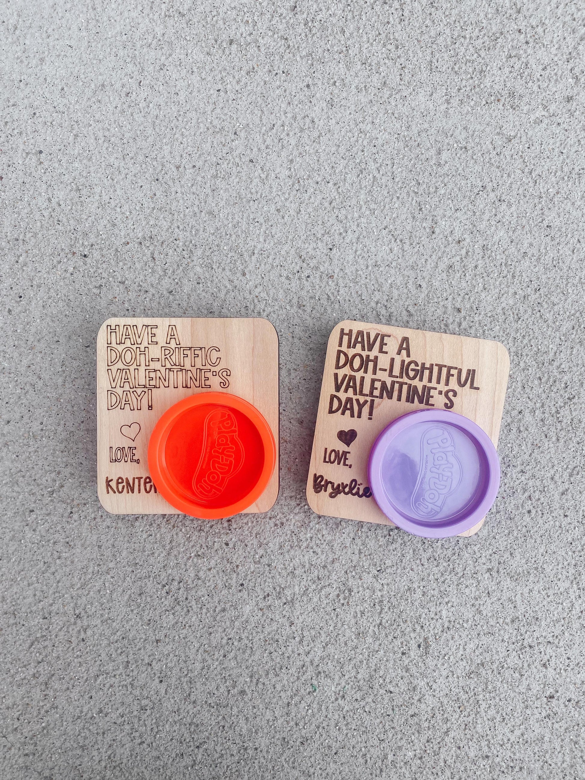 Close-up of Play-Doh Valentine card, fun non-candy classroom gift for kids